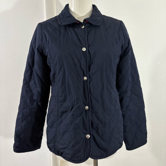Lands’End Quilted Fleece Lined Reversible Girls/ Women’s Jacket Navy Pink Small - Picture 1 of 16